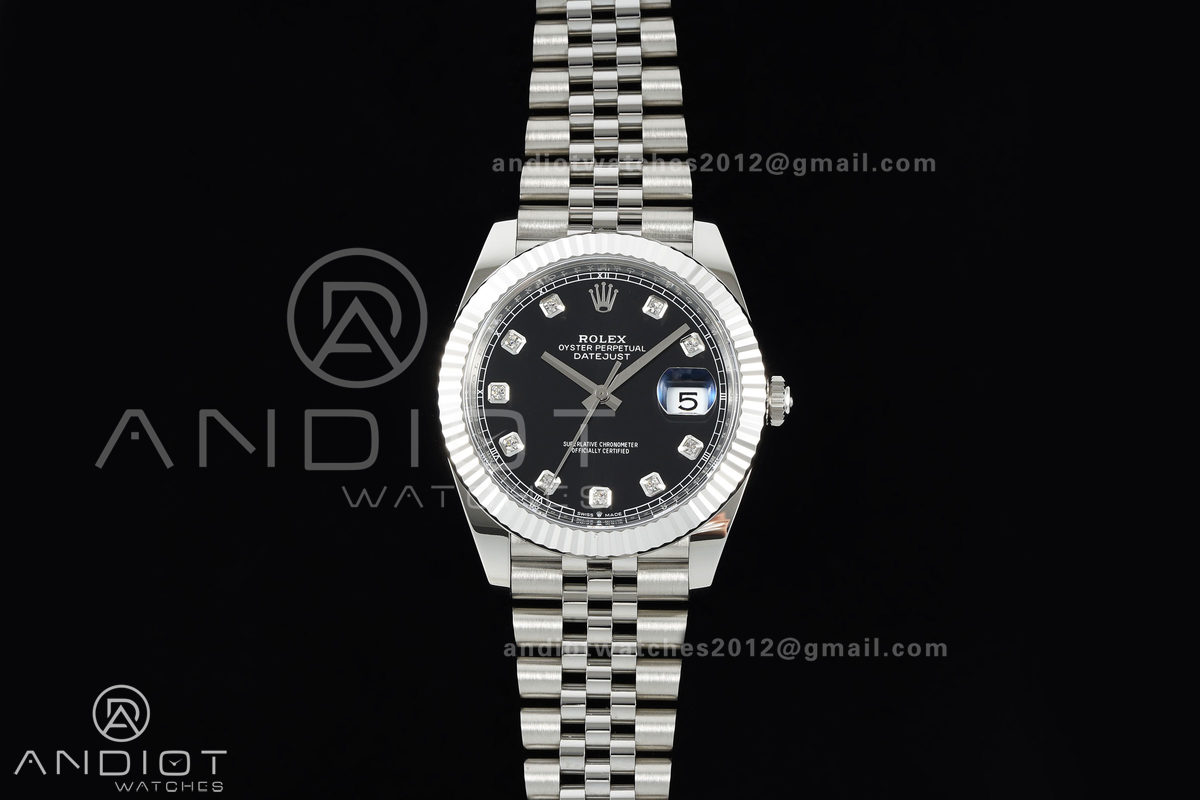 DateJust 41 126334 Clean Plus 1:1 Best Edition Black Diamonds Dial on Jubilee Bracelet DD3235